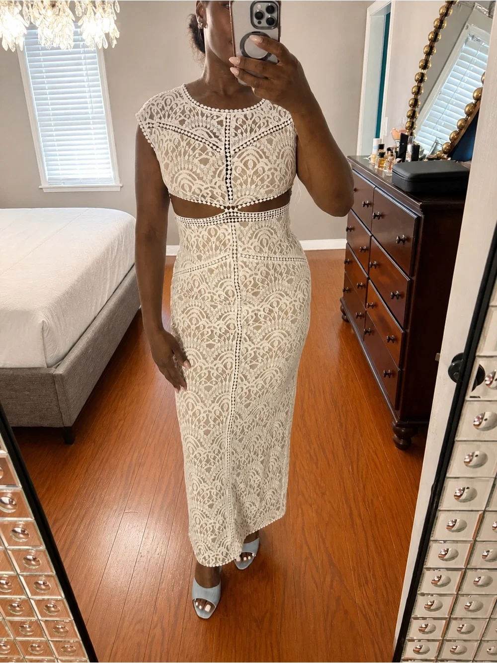 Fashion Nova White Crochet Maxi Dress - Picture 3 of 3